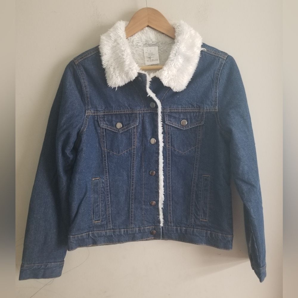 Denim Sherpa Lined Cotton Jean Jacket Size M
